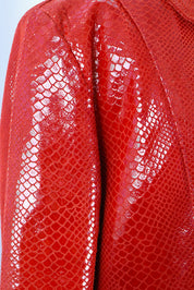 2000s Red Snakeskin Leather Jacket – M