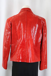 2000s Red Snakeskin Leather Jacket – M