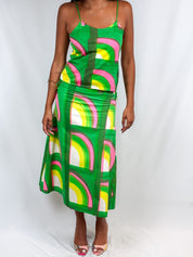 Livio de Simone 1970s Green Rainbow Print Cami Top and Maxi Skirt Set - XS