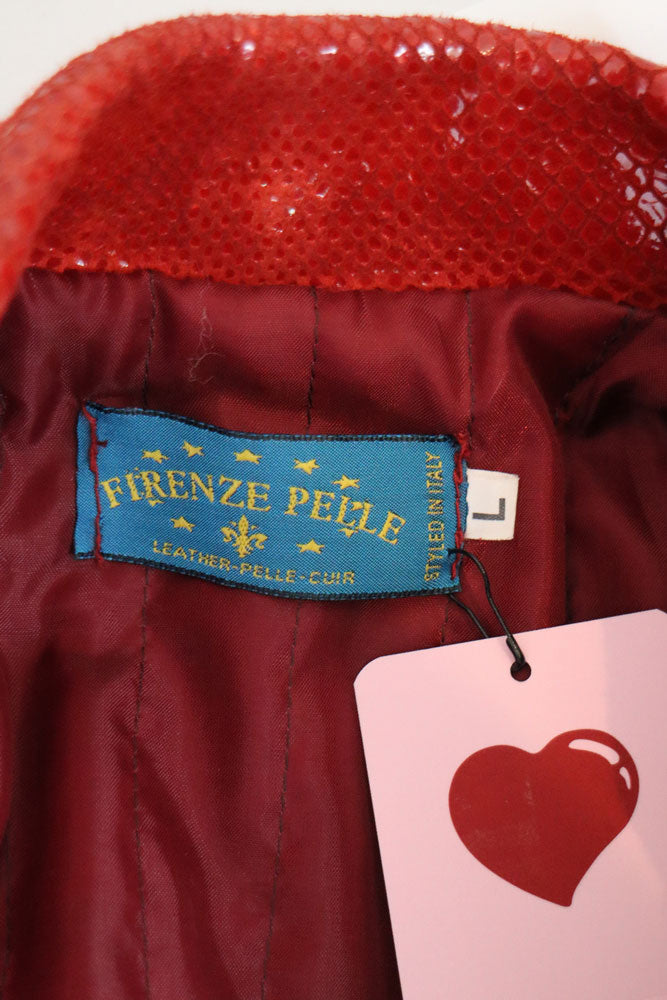 2000s Red Snakeskin Leather Jacket – M