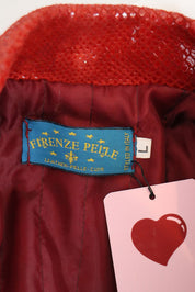2000s Red Snakeskin Leather Jacket – M