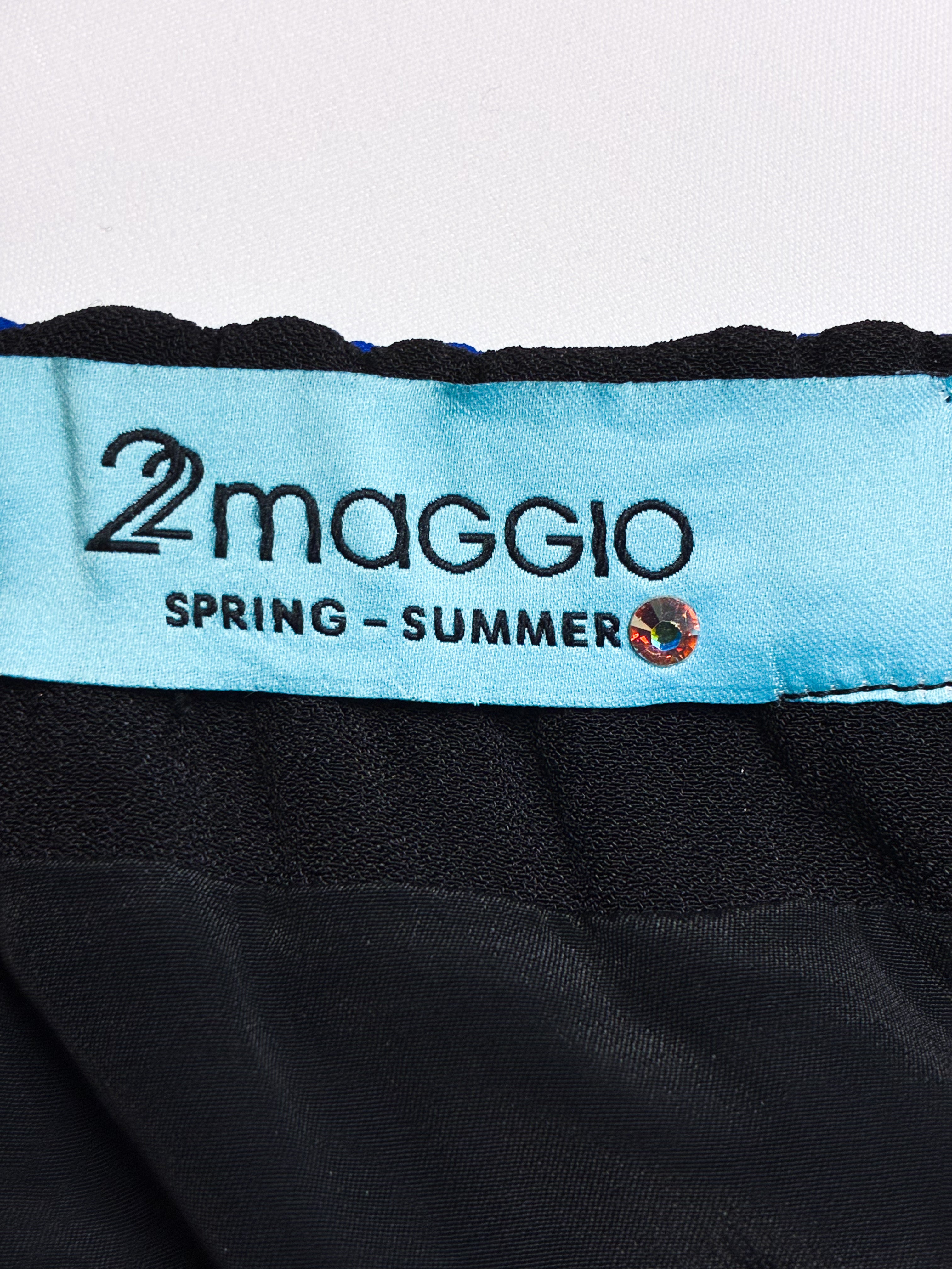 22 Maggio 2000s Black and Blue Ruffle Halter Dress - L