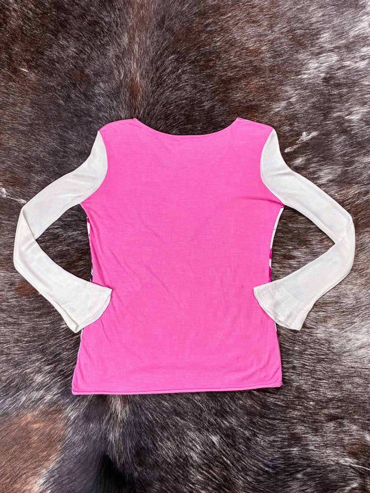 Custo Barcelona 2000s Pink Long Sleeve Graphic Top