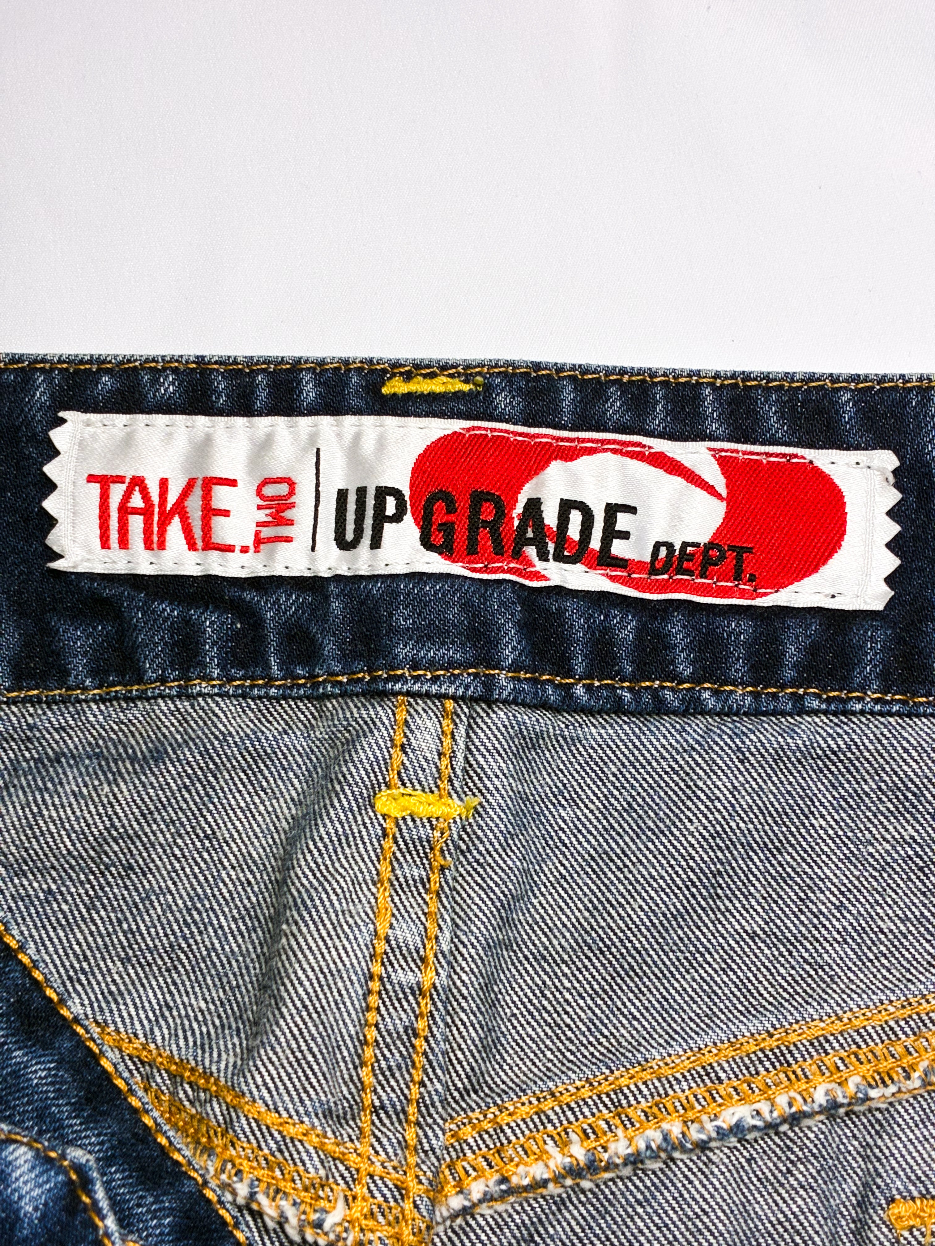 Take Two 2000s Yellow Zip Low-Rise Denim Micro Mini Skirt - M