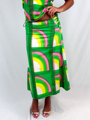 Livio de Simone 1970s Green Rainbow Print Cami Top and Maxi Skirt Set - XS