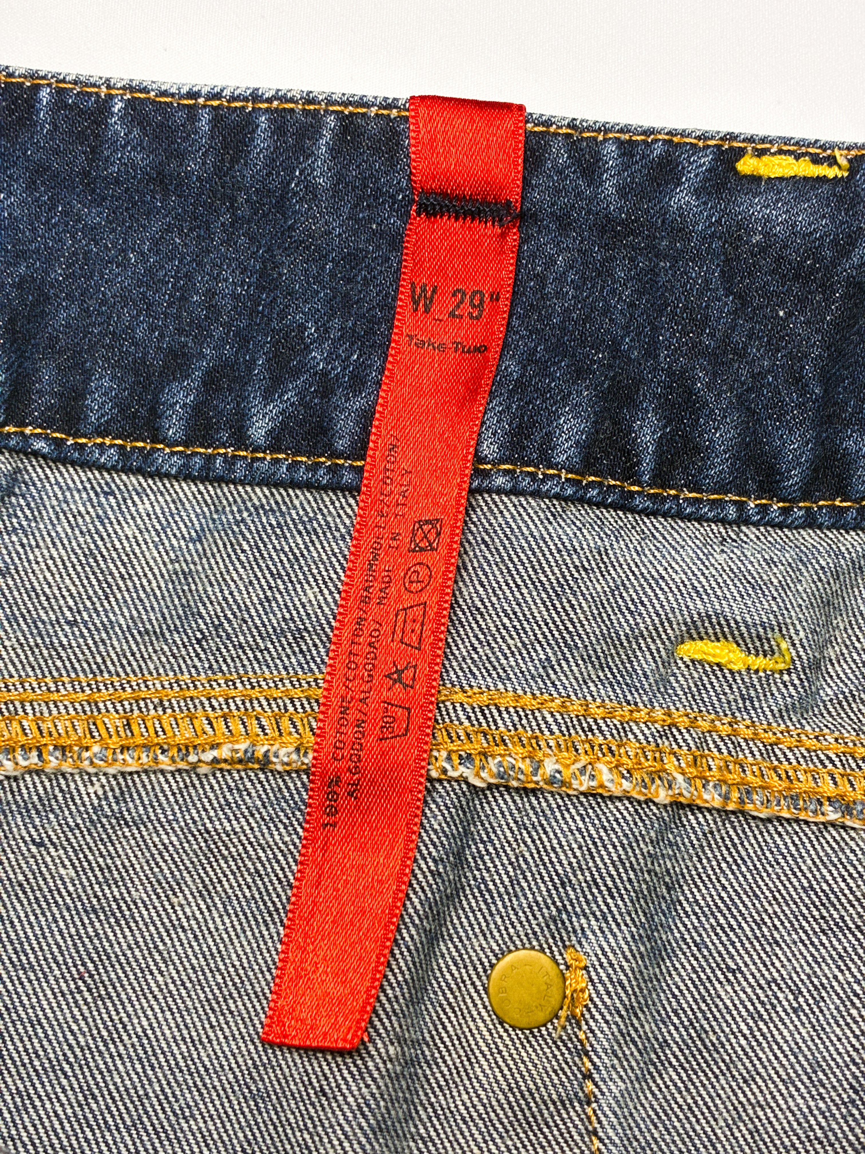 Take Two 2000s Yellow Zip Low-Rise Denim Micro Mini Skirt - M