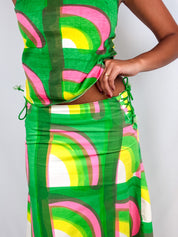 Livio de Simone 1970s Green Rainbow Print Cami Top and Maxi Skirt Set - XS