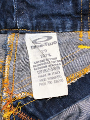 Take Two 2000s Yellow Zip Low-Rise Denim Micro Mini Skirt - M