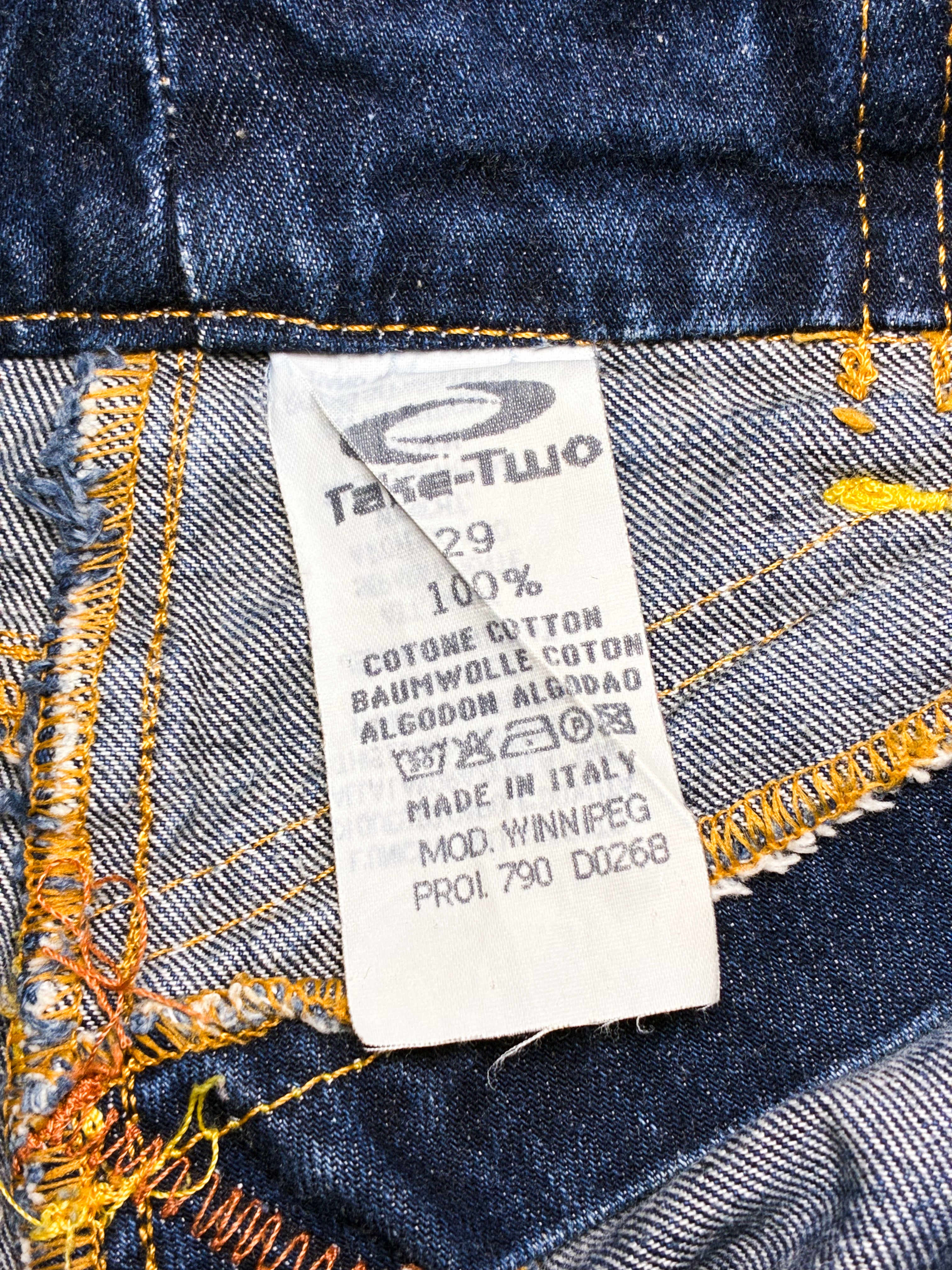 Take Two 2000s Yellow Zip Low-Rise Denim Micro Mini Skirt - M