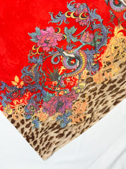 Cavalli Jeans Millennium 1999–2001 Red Dragon Border Print Slip Dress - M-XL