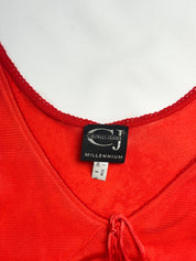Cavalli Jeans Millennium 1999–2001 Red Dragon Border Print Slip Dress - M-XL
