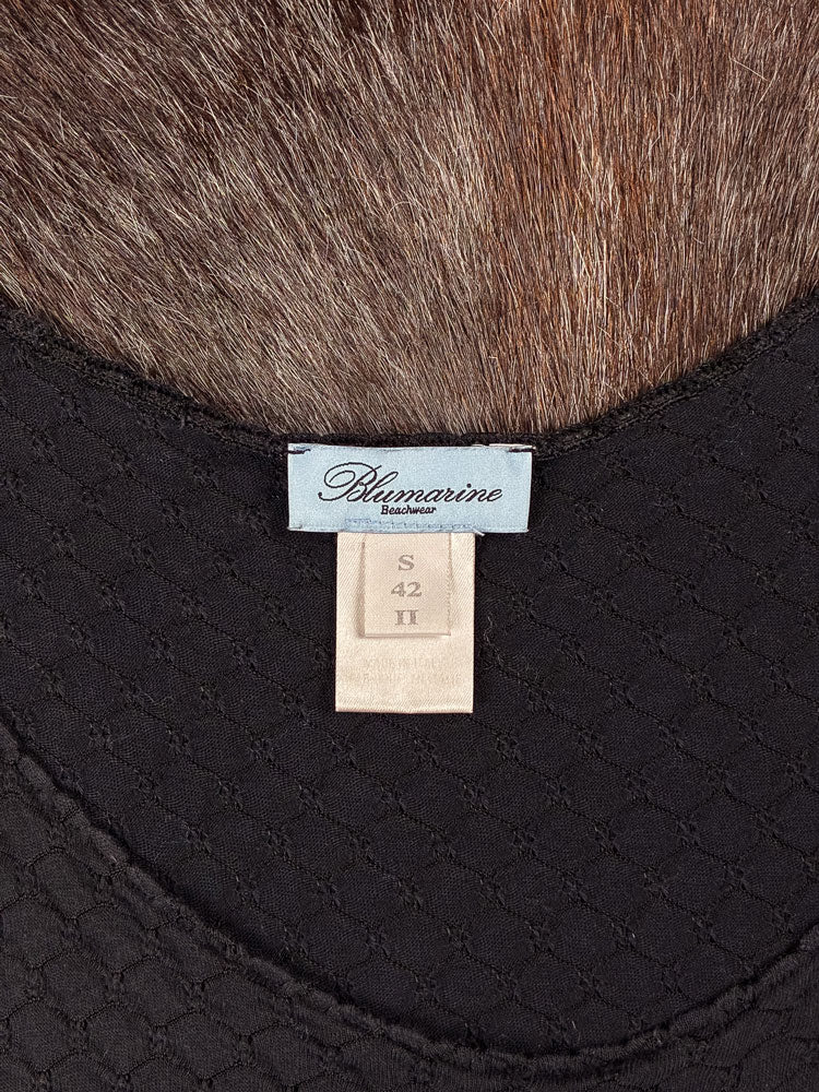 Blumarine 2002 Black Sequin “Flower Beach” Tank Top