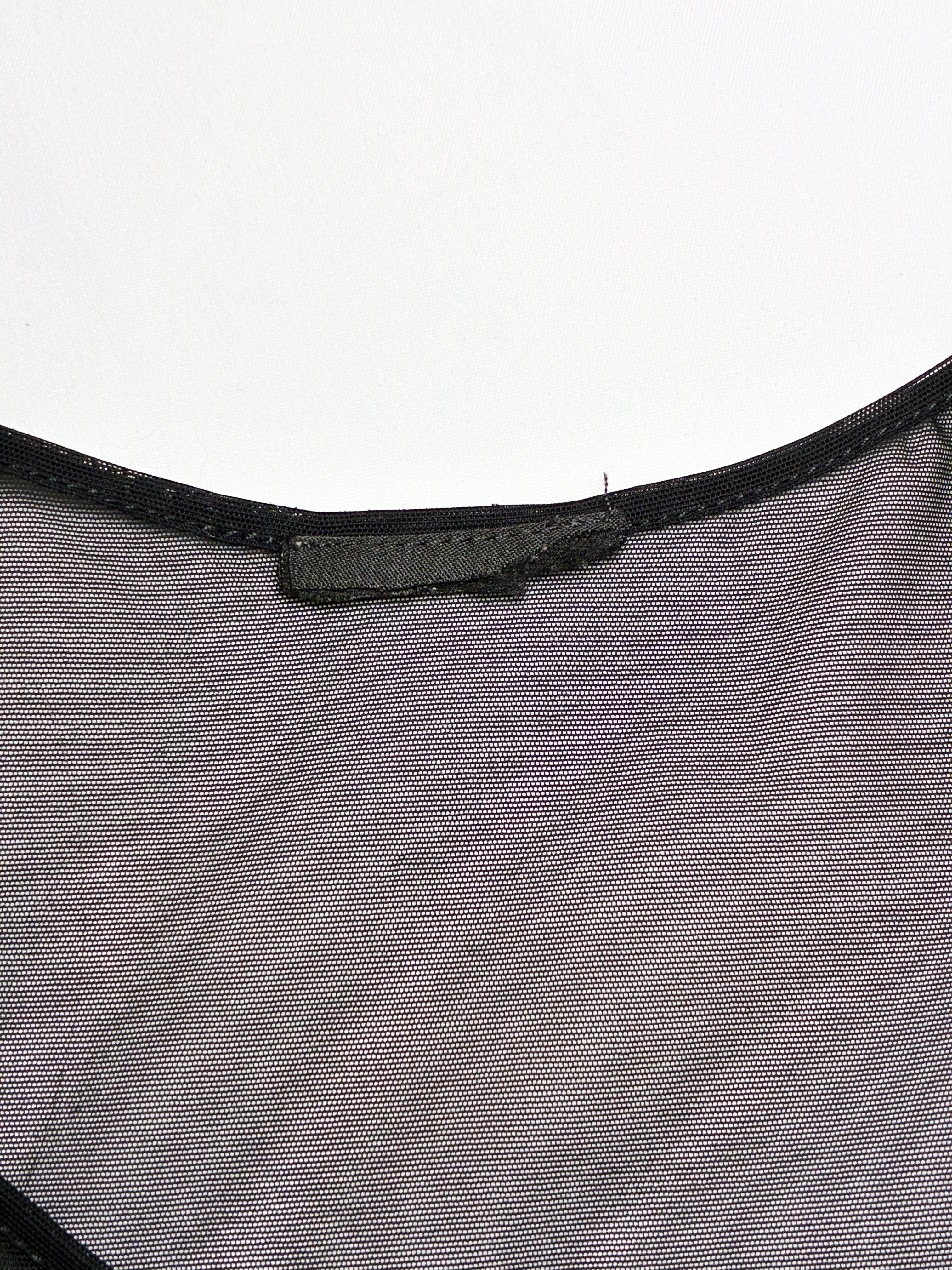 Gianfranco Ferré Jeans 2000s Sequin Flower Striped Mesh Tank - XS/S