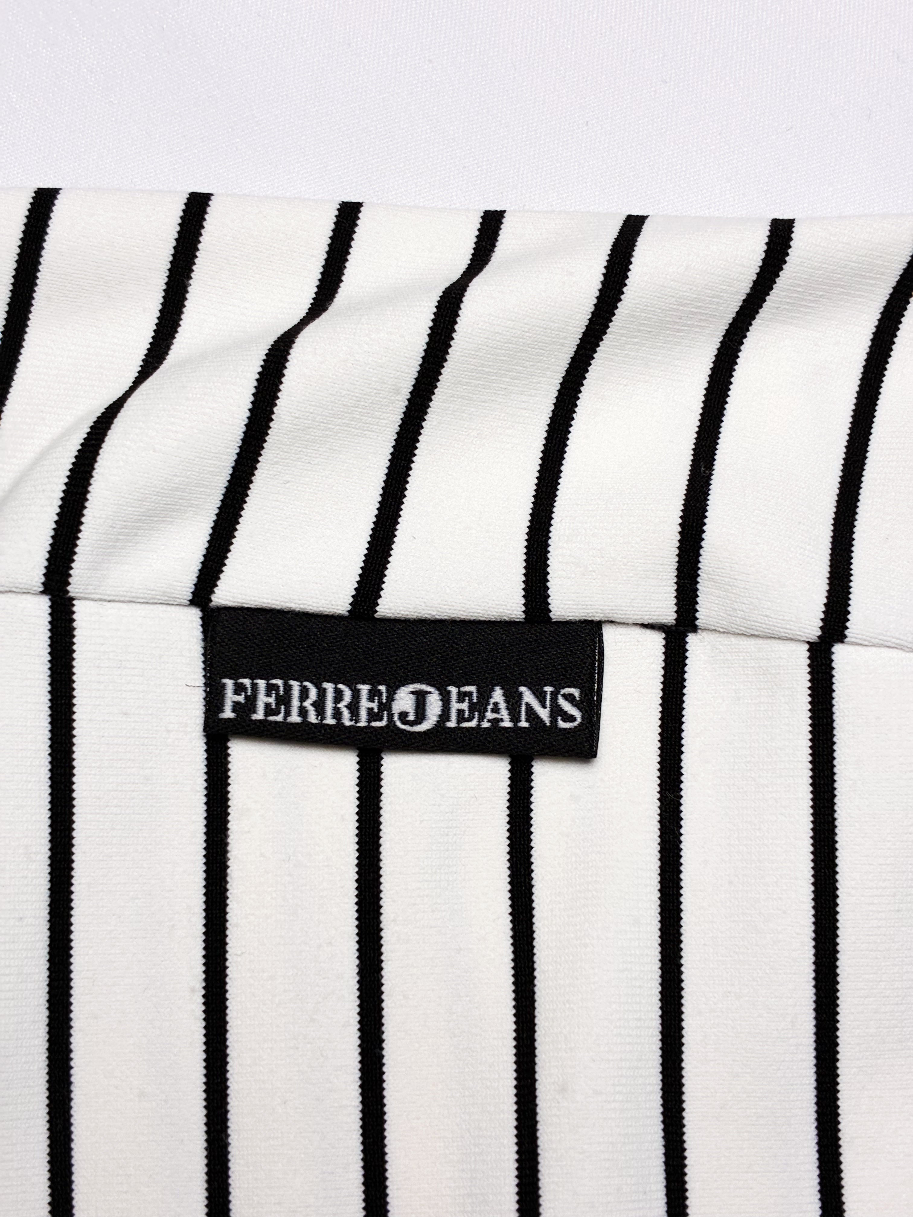 Gianfranco Ferré Jeans 2000s Sequin Flower Striped Mesh Tank - XS/S
