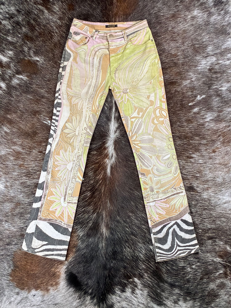 Roberto Cavalli 2000s Floral Zebra Pants