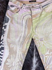 Roberto Cavalli 2000s Floral Zebra Pants