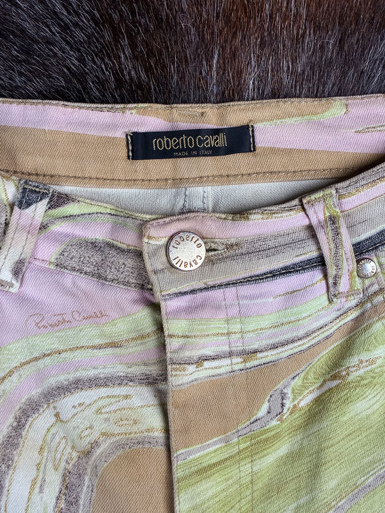 Roberto Cavalli 2000s Floral Zebra Pants