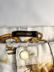Roberto Cavalli 2000s Baroque Patchwork Print Straight-Leg Jeans - W27