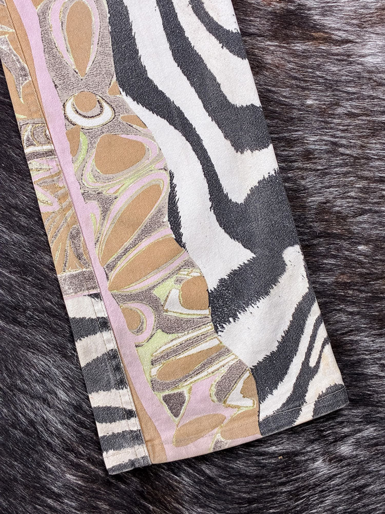 Roberto Cavalli 2000s Floral Zebra Pants