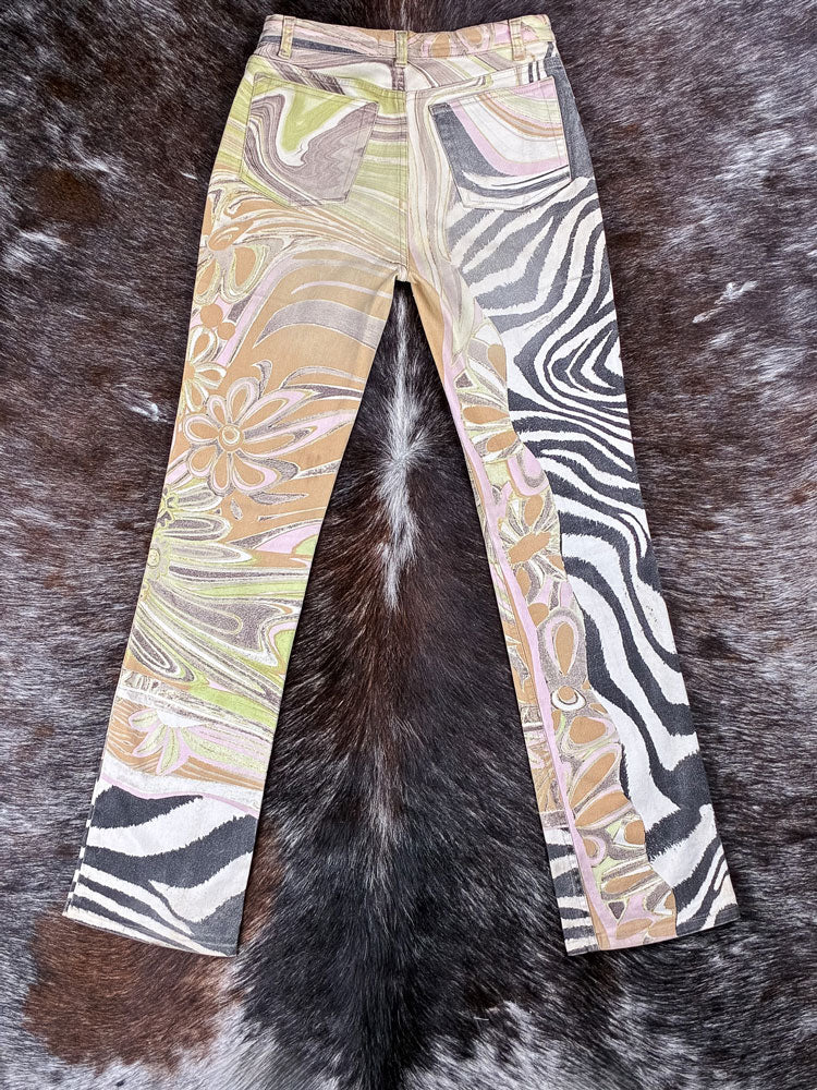 Roberto Cavalli 2000s Floral Zebra Pants