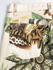 Roberto Cavalli 2000s Baroque Patchwork Print Straight-Leg Jeans - W27