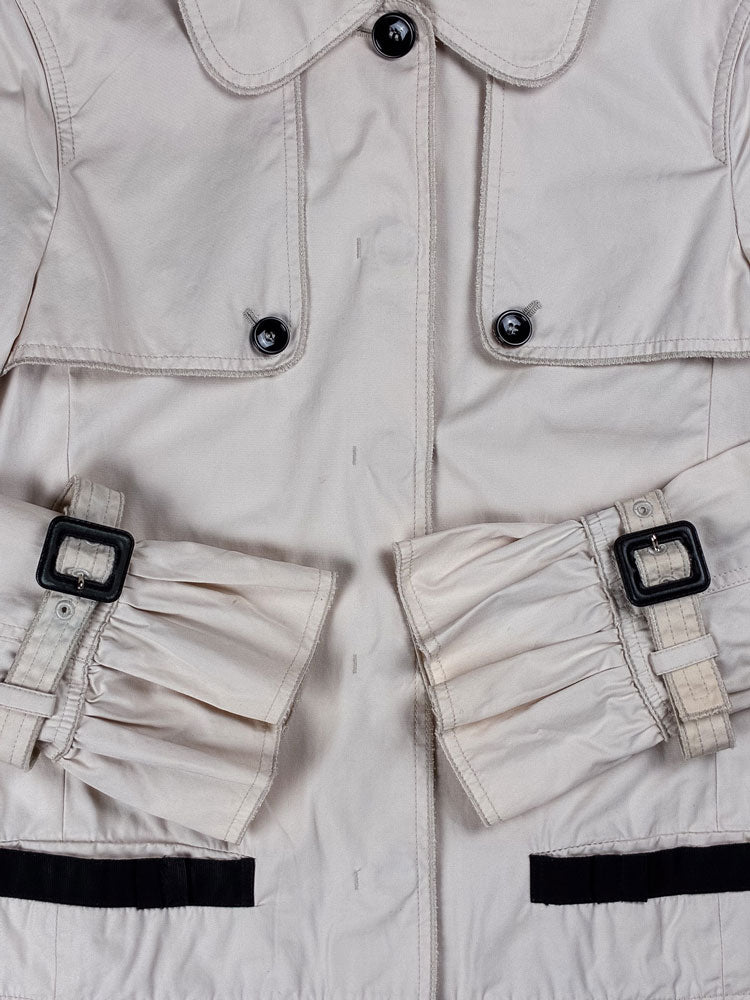 D&G 2000s Cream Ruffled Trench Coat