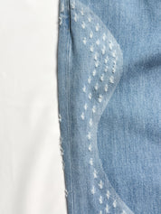 Replay 1990s Light Wash Wave-Panel Distressed Flare Jeans - W26