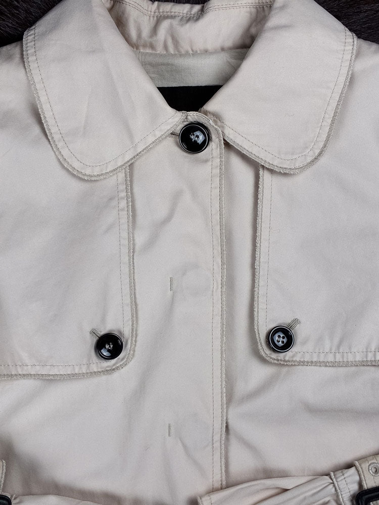 D&G 2000s Cream Ruffled Trench Coat