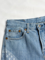 Replay 1990s Light Wash Wave-Panel Distressed Flare Jeans - W26