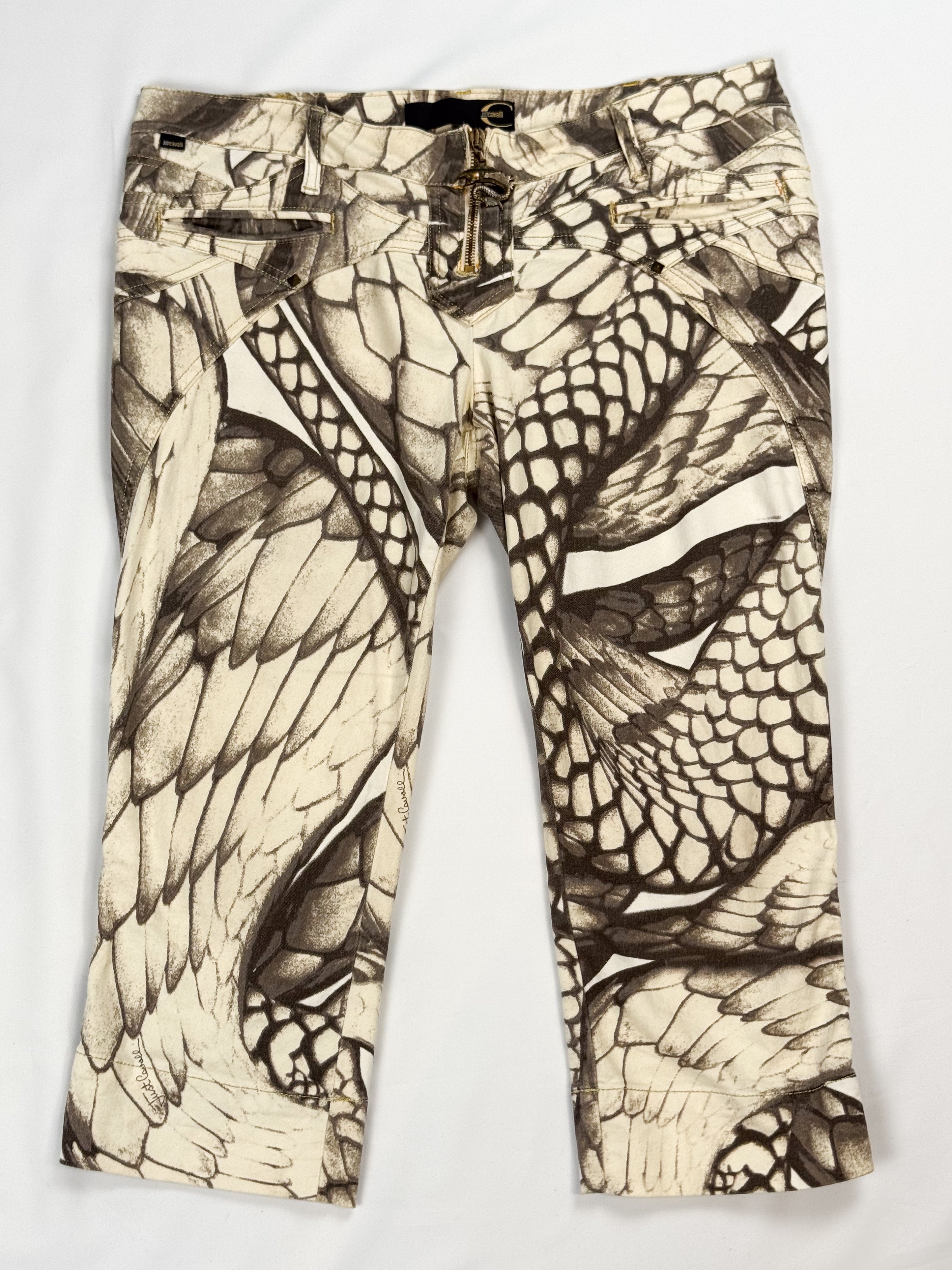 Just Cavalli 2000s Scale & Feather Print Capris - W34