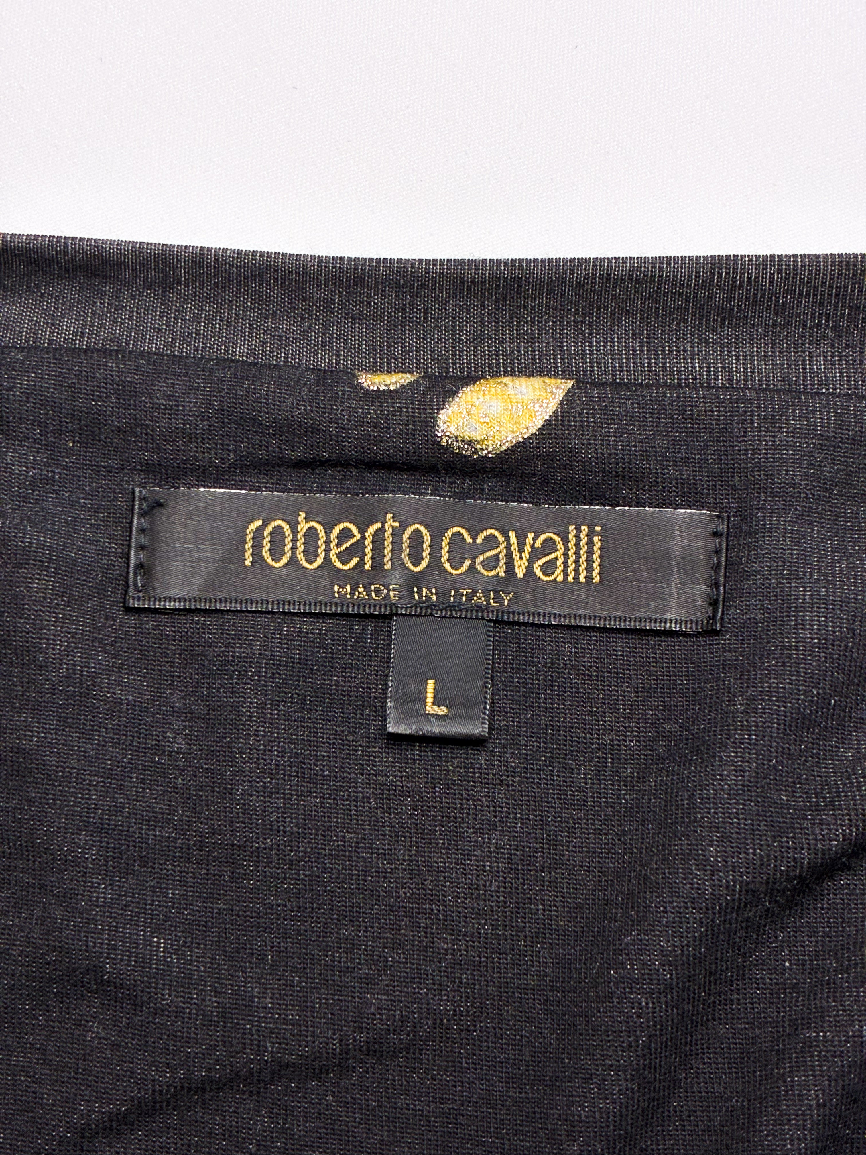 Roberto Cavalli FW 2002 Metallic Leopard Print Long Sleeve Top - M/L