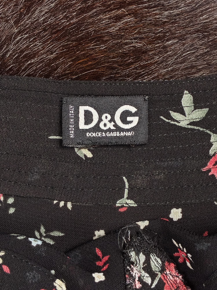 D&G 2000s Black Floral Mini Dress