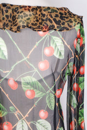 John Galliano F/W 2003 Cherry Leopard Silk Long Sleeve Dress – S/M