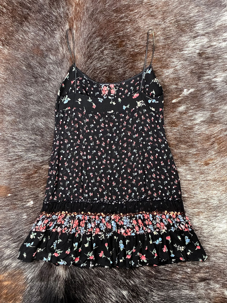 D&G 2000s Black Floral Mini Dress