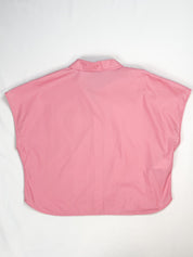 Moschino Couture Modern Pink Heart Pocket Cotton Crop Shirt - L