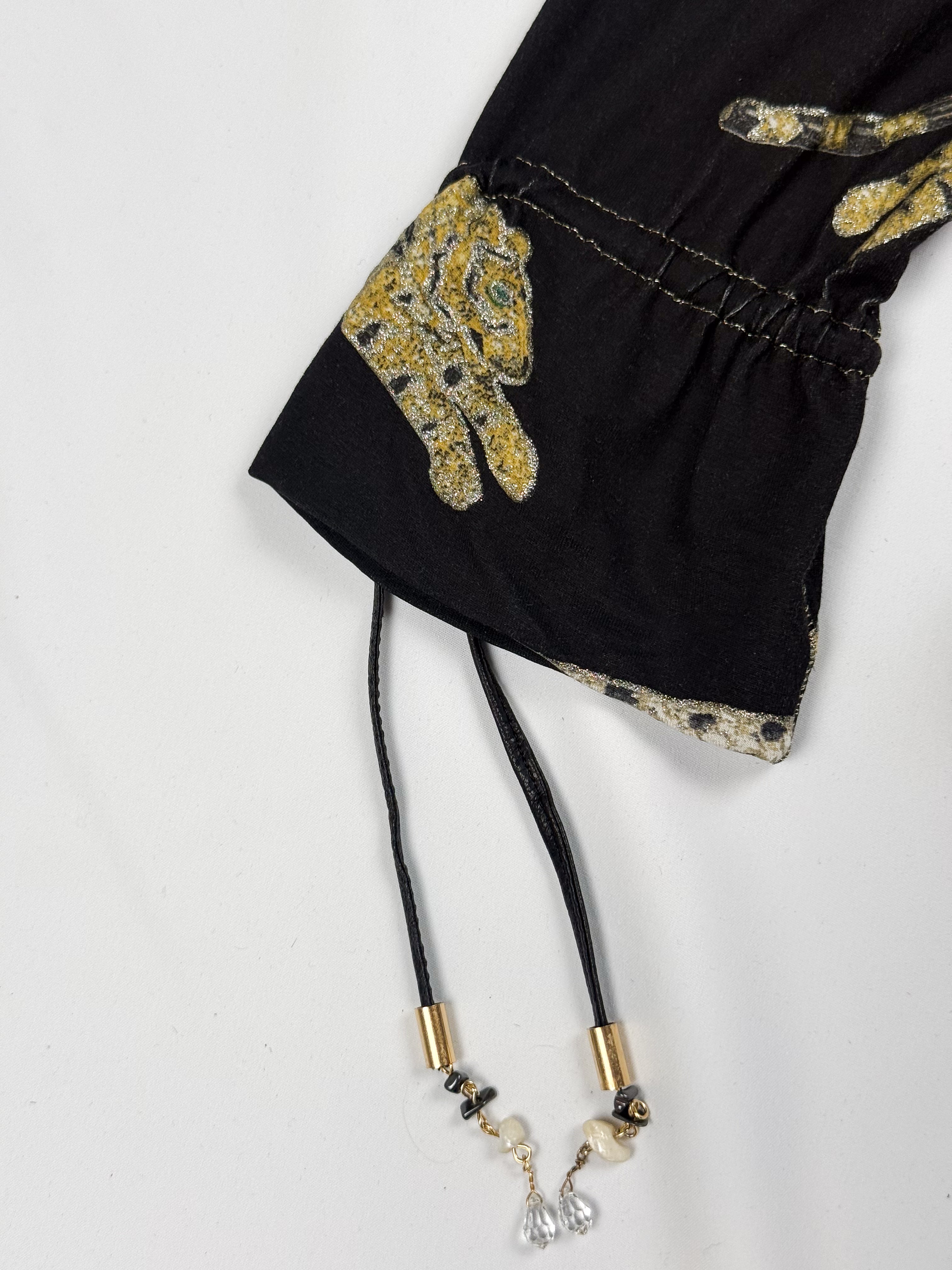 Roberto Cavalli FW2002 Leopard Metallic Print Long Sleeve Top - S-L
