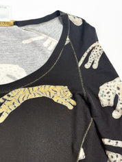 Roberto Cavalli FW2002 Leopard Metallic Print Long Sleeve Top - S-L