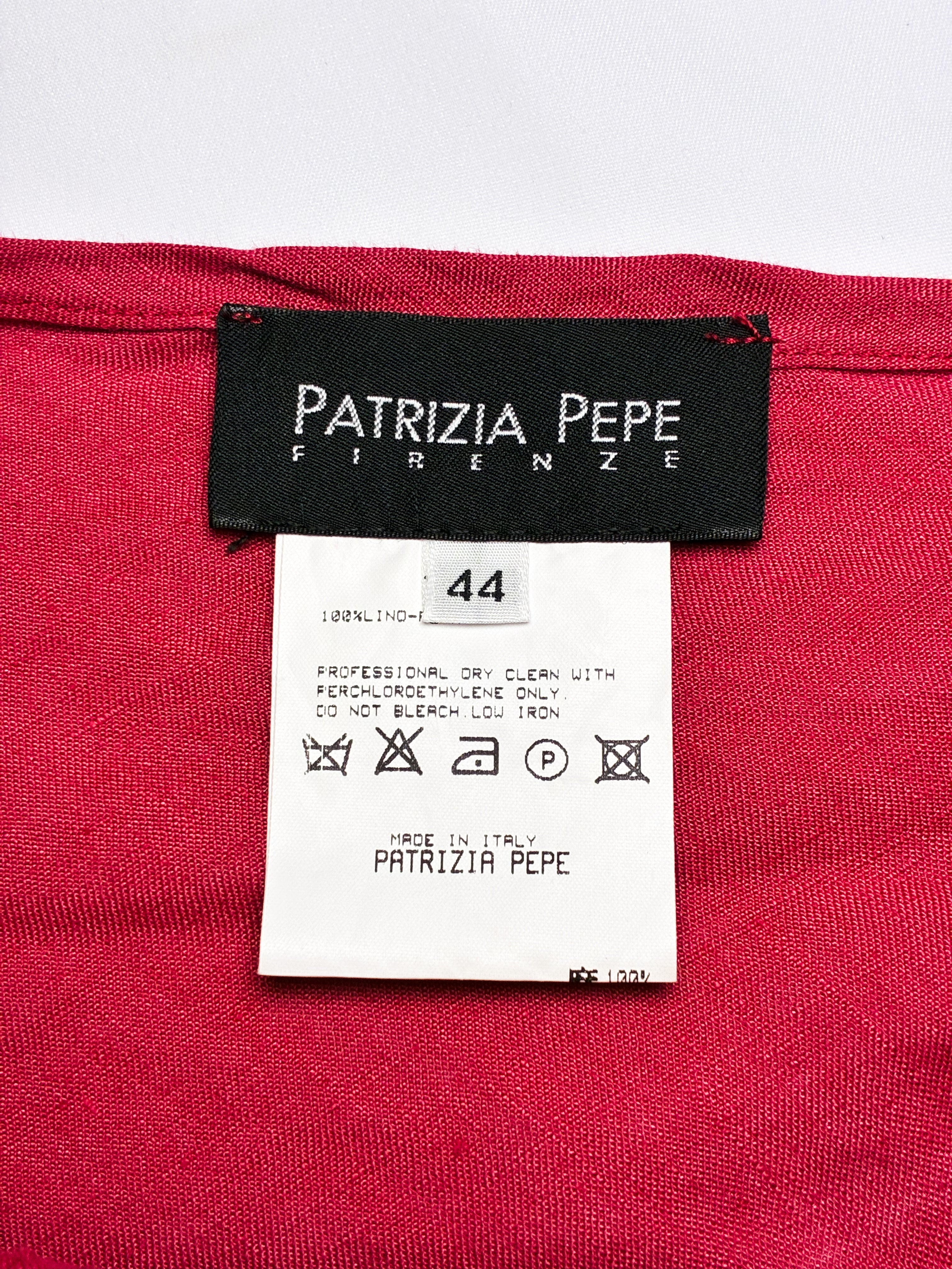 Patrizia Pepe Firenze 2000s Raspberry Linen Pleated Bust Camisole - S/M