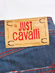 Just Cavalli 2000s Red Stitch Belted Capri Jeans - W28