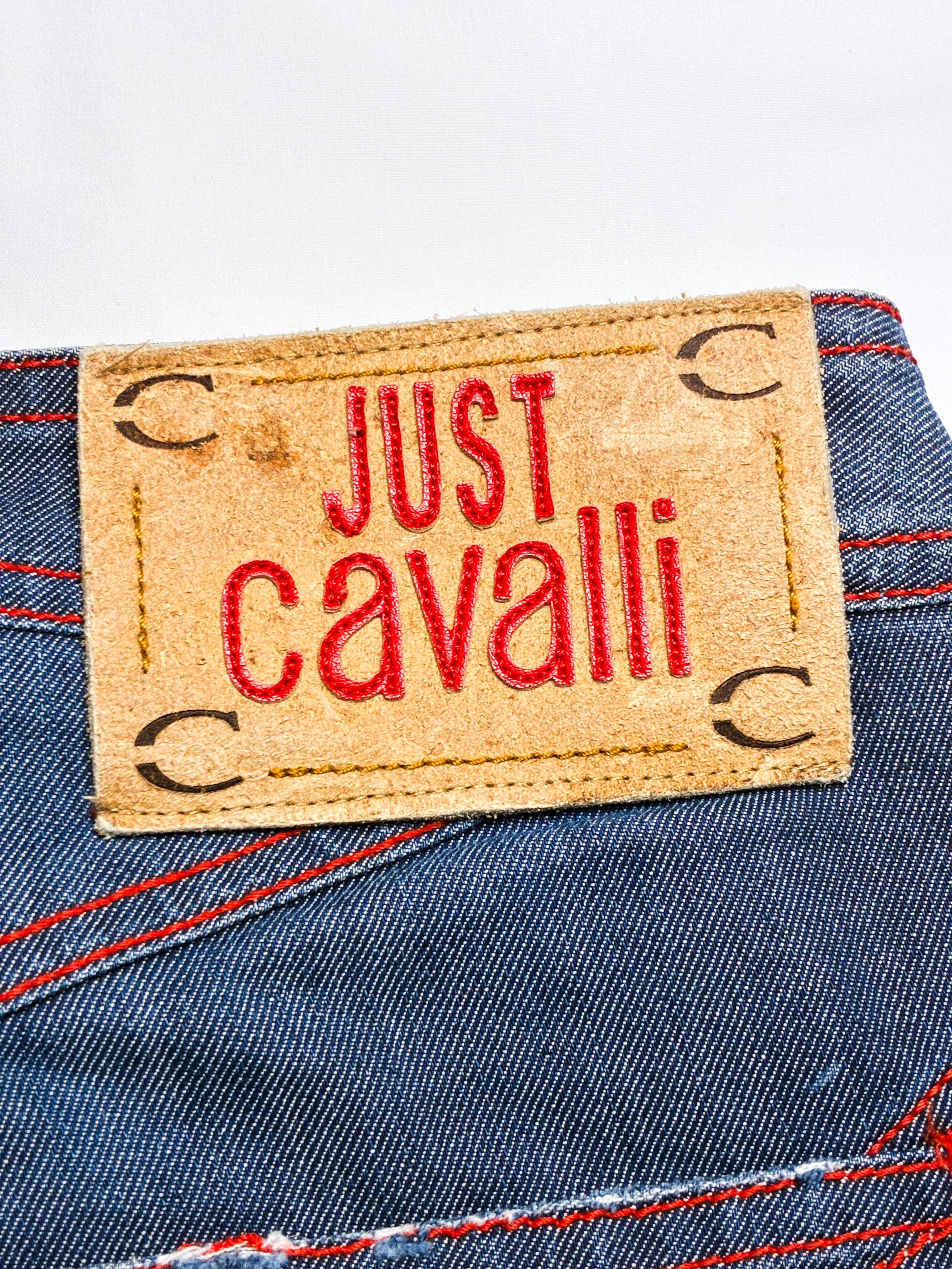 Just Cavalli 2000s Red Stitch Belted Capri Jeans - W28