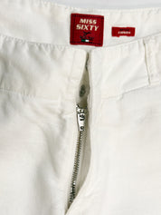 Miss Sixty 2000s White Wide-Leg Linen Cotton Trousers - W28