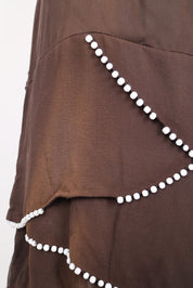 2000s Pinko Silk Beaded Brown Dress - M-L