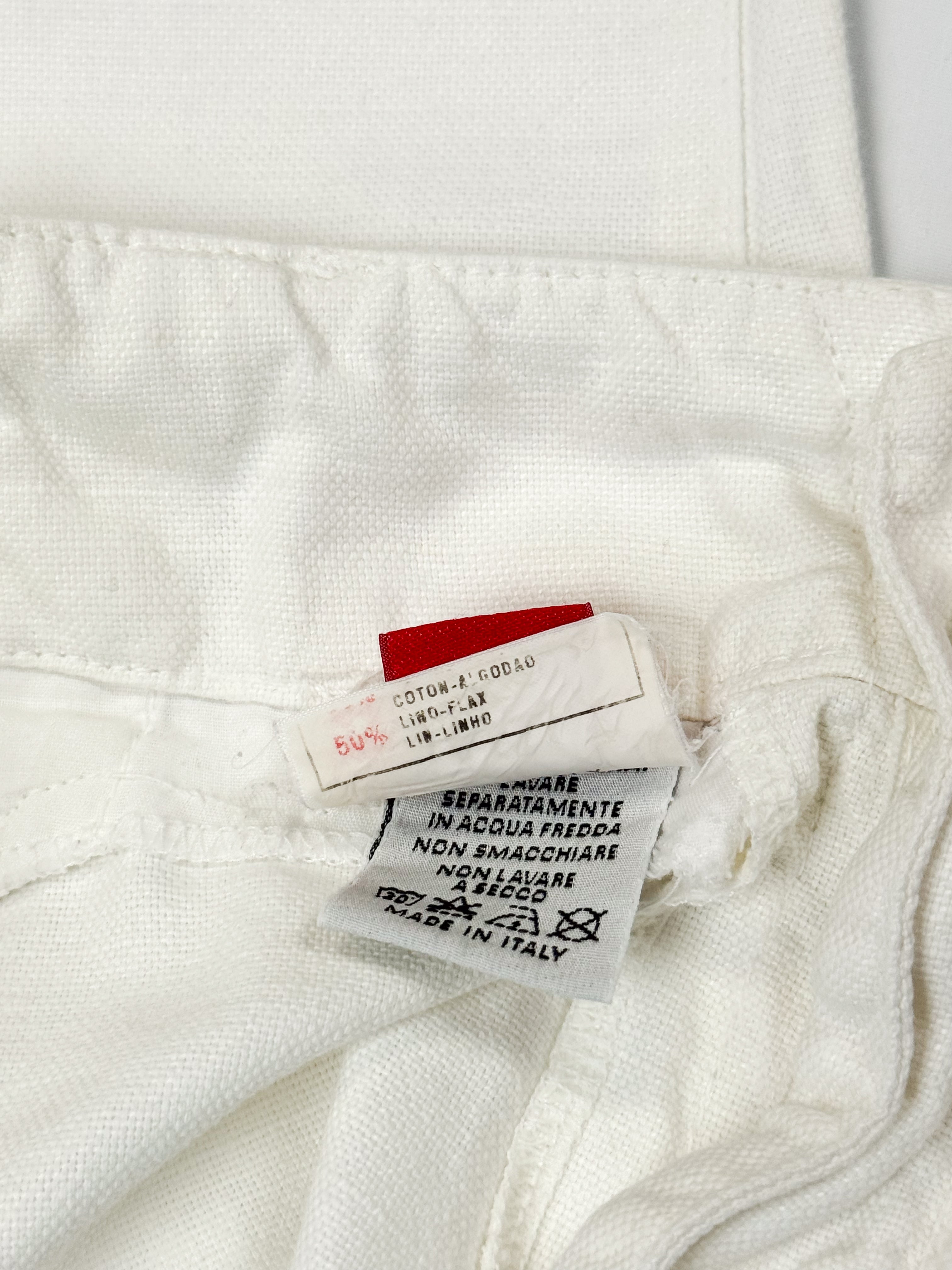 Miss Sixty 2000s White Wide-Leg Linen Cotton Trousers - W28