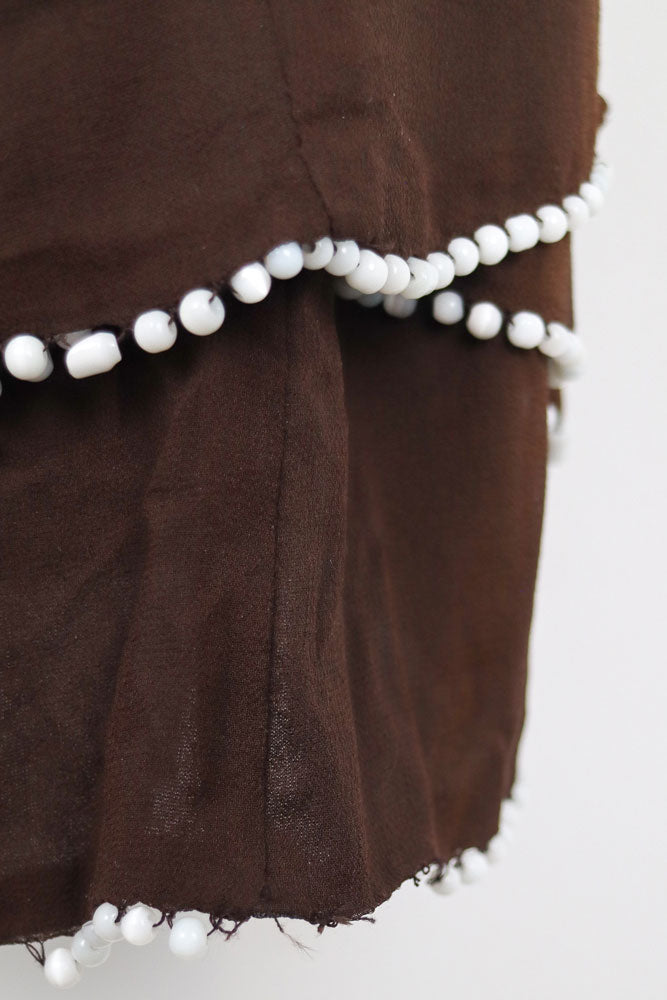 2000s Pinko Silk Beaded Brown Dress - M-L