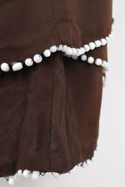 2000s Pinko Silk Beaded Brown Dress - M-L