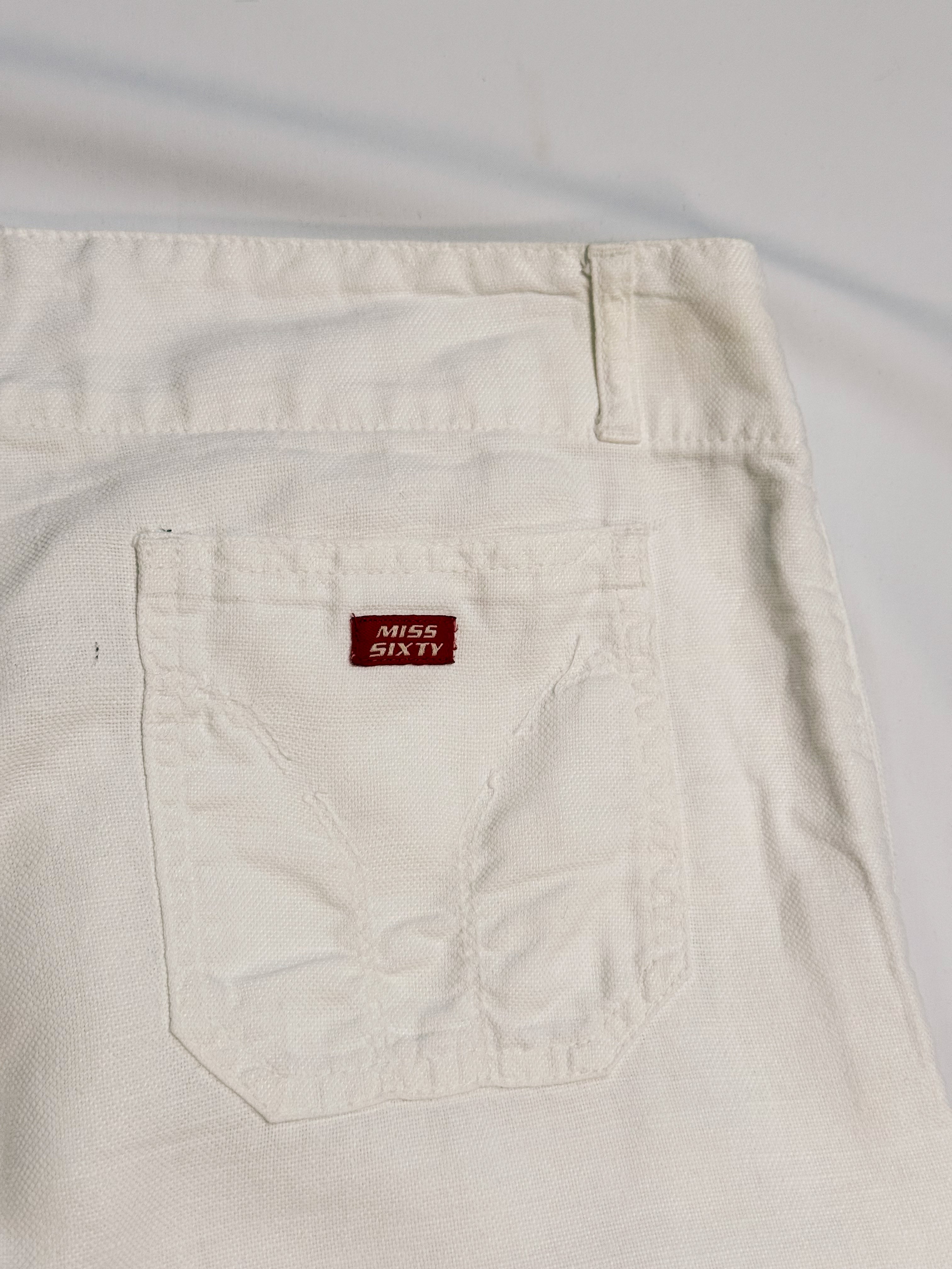 Miss Sixty 2000s White Wide-Leg Linen Cotton Trousers - W28