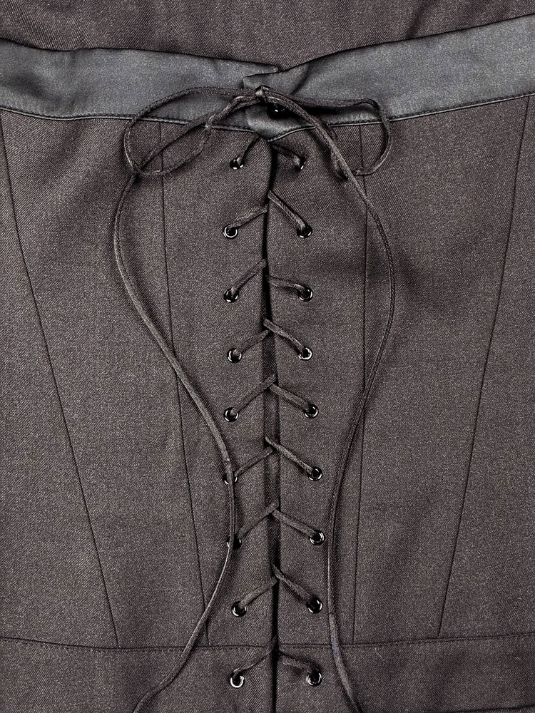 Betty Blue 2000s Black Satin-Trim Corset Top