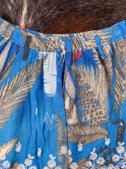 Custo Barcelona 2000s Blue Parrot Lace-Trim Mini Skirt