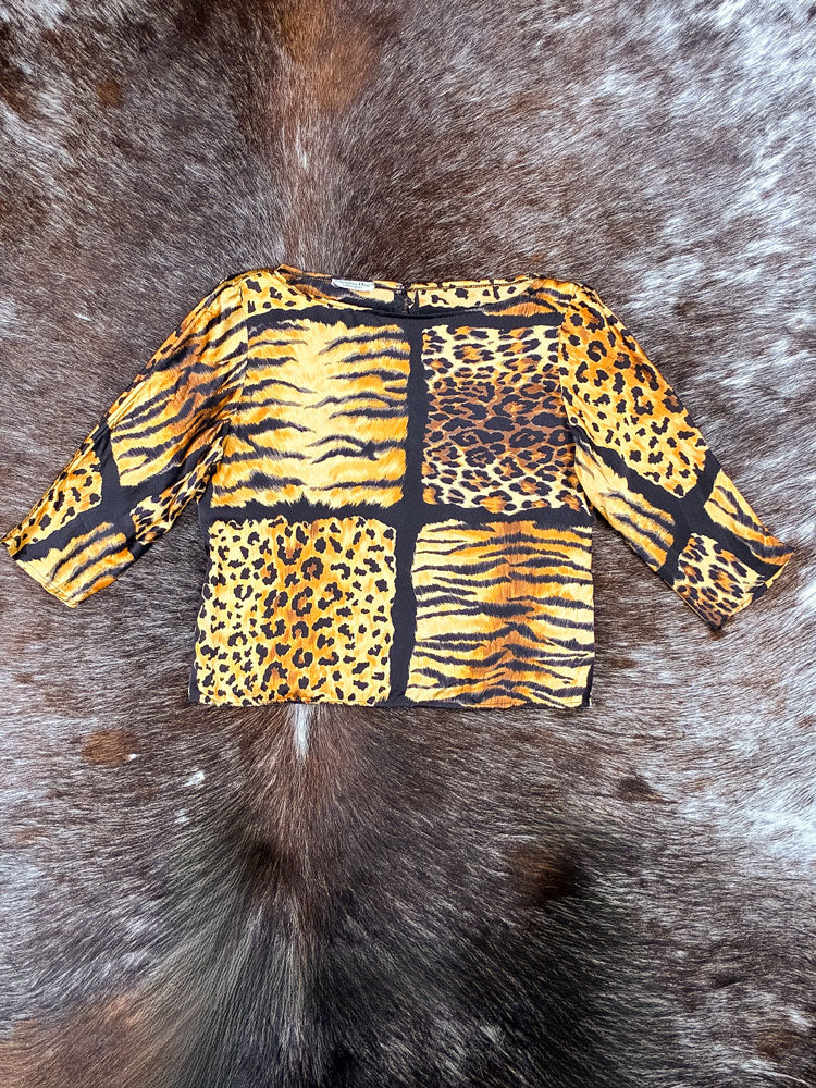Christian Dior 1980s “Cooronnées” Animal Patch Blouse