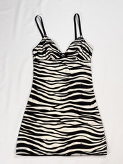 D&G Dolce & Gabbana 2000s Black & White Zebra Logo Print Mini Dress - XS